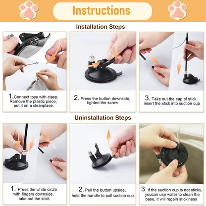 Suction Cup Cat Wand Toy