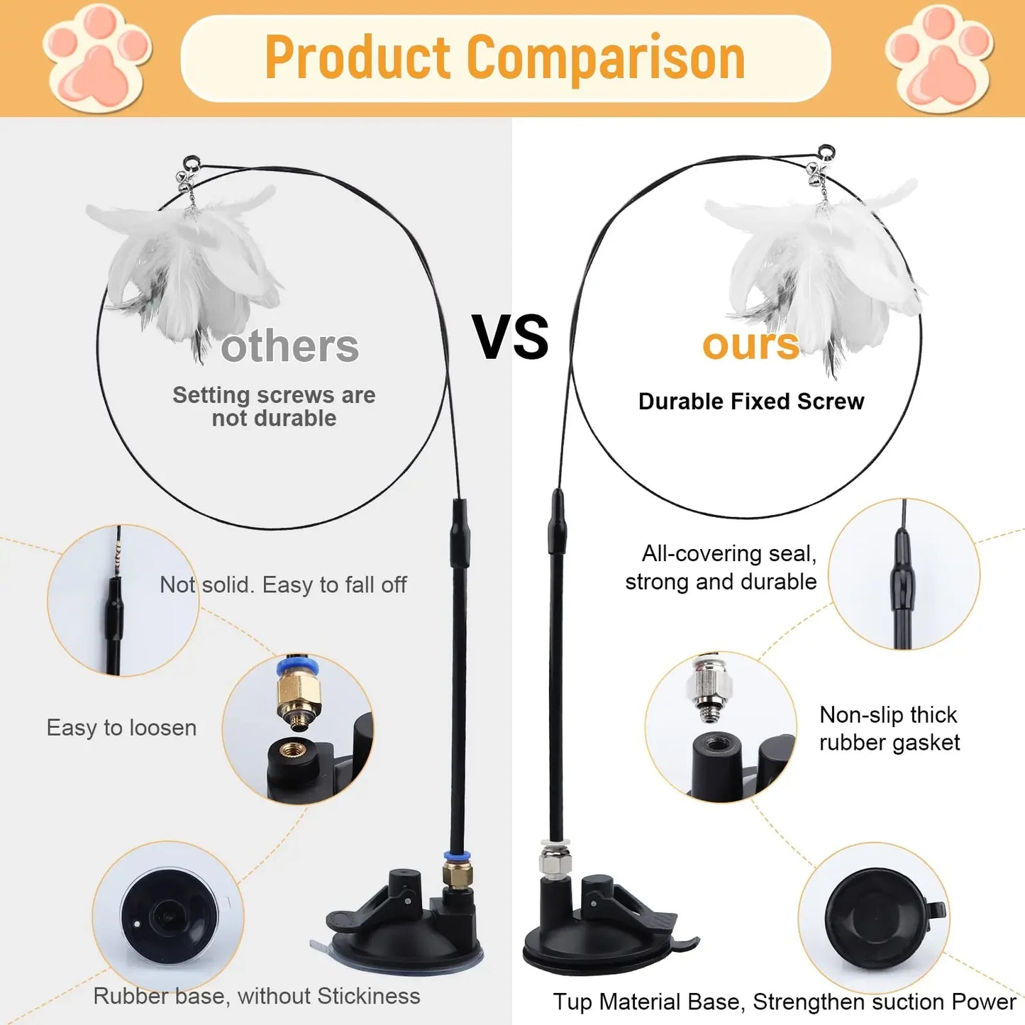 Suction Cup Cat Wand Toy