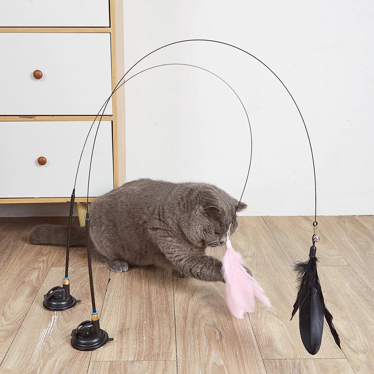 Suction Cup Cat Wand Toy