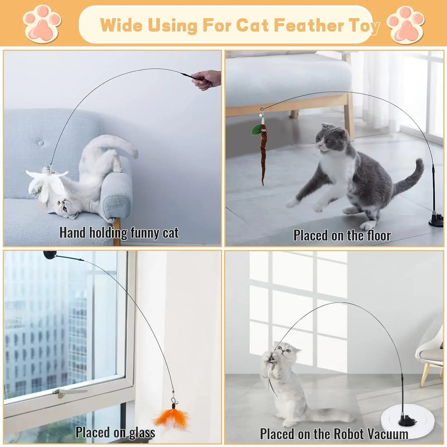 Suction Cup Cat Wand Toy
