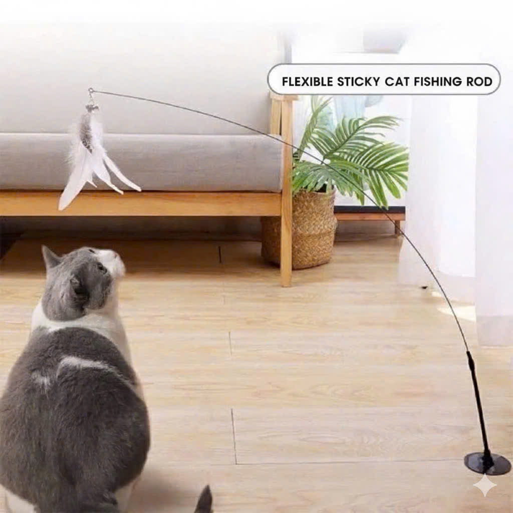 Suction Cup Cat Wand Toy